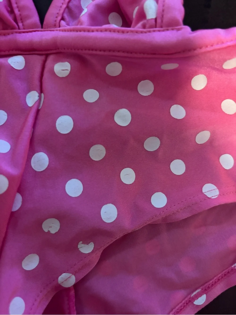 Vintage Y2K Pink Polka Dot Swimwear One Piece Rhinestone one of a kind monokini
